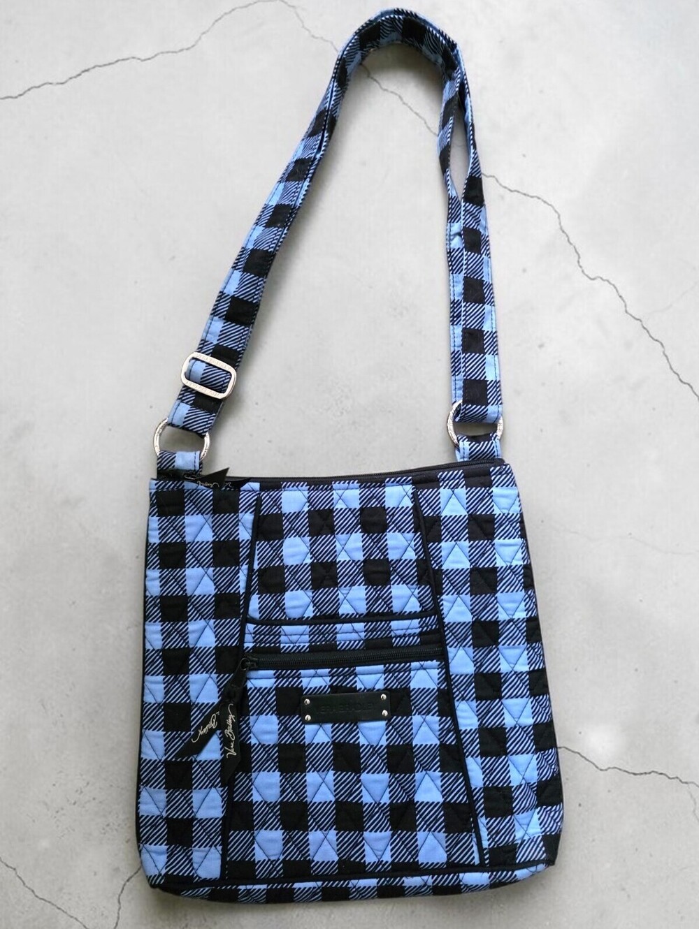 Vera Bradley Blue Buffalo Check Quilted Crossbody Shoulder Bag Lightweight NWOT - Picture 10 of 16